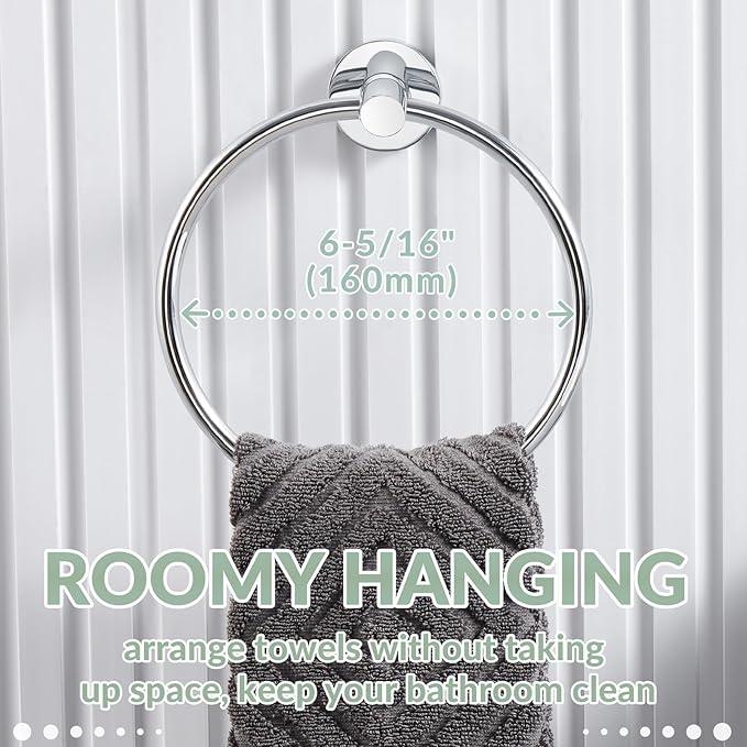 APLusee Hand Towel Ring for Bathroom Wall, Heavy Duty Stainless Steel Chrome Towel Holder, Wall Mounted - ModernBath