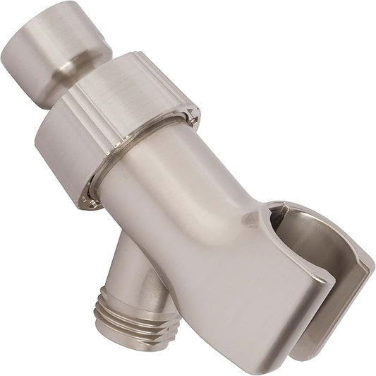 Shower Arm Bracket - Adjustable Handheld Shower Arm Mount & Holder with Brass Connector - Indoor and Outdoor Modern Bath Spa Fixture - Brushed Nickel