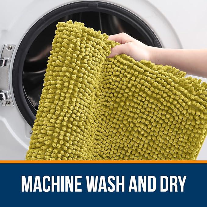 OLANLY Bathroom Rugs 36x24, Extra Soft Absorbent Chenille Bath Rugs, Rubber Backing Quick Dry, Machine Washable Bath Mats for Bathroom Floor, Tub and Shower, Home Decor Accessories, Deep Mustard - ModernBath
