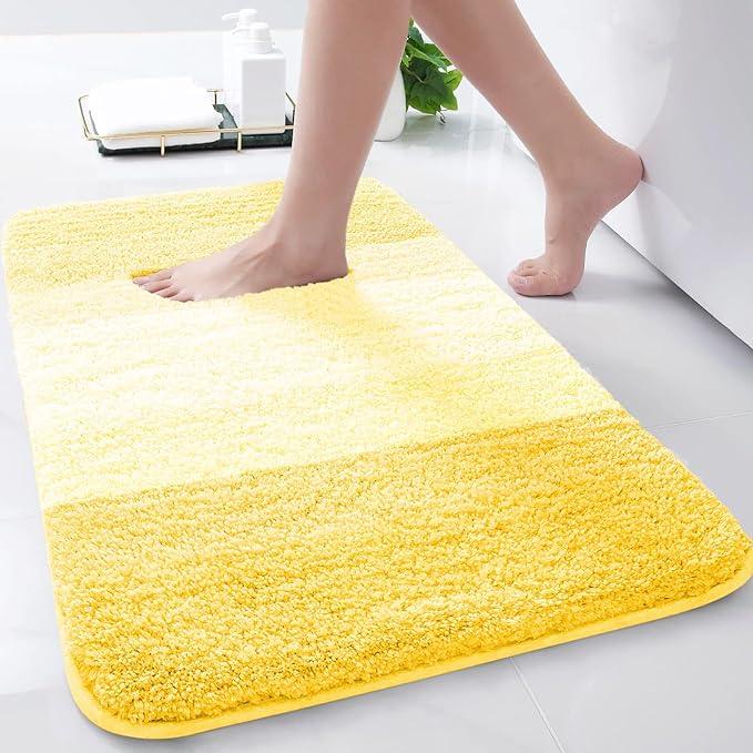 Arotive Microfiber Bathroom Rugs, Shaggy Soft and Absorbent Bath Rug, Non-Slip, Thick Plush Machine Washable Dry Bath Mats for Bathroom, Tub and Shower, 24x16, Yellow, Rectangular - ModernBath