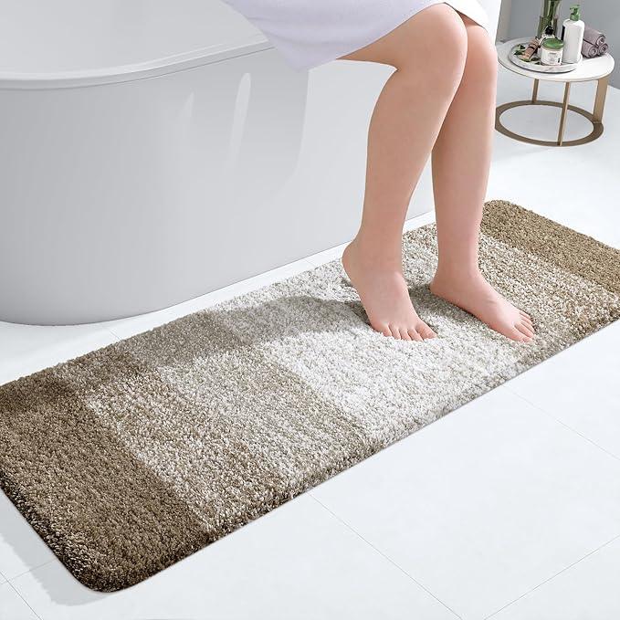 OLANLY Bathroom Runner Rugs 47x17, Extra Soft Absorbent Microfiber Bath Rugs, Rubber Backing, Quick Dry, Machine Washable Bath Mats for Bathroom Floor, Tub and Shower, Home Decor Accessories, Coffee - ModernBath