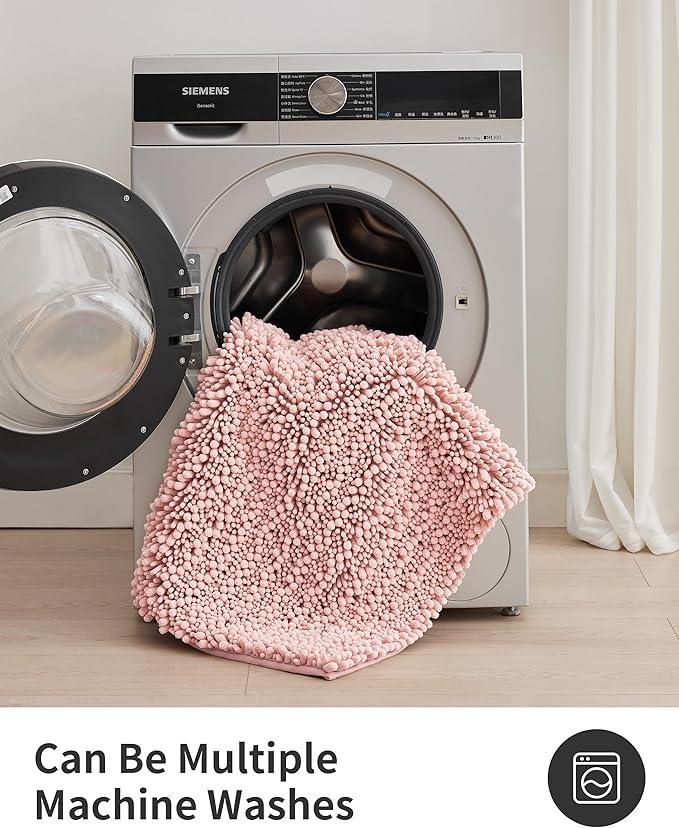 ILANGO Bathroom Rugs Pink 24x17,Extra Soft Absorbent Chenille Bath Rugs,Thick Non-Slip Shaggy Bath Mat,Machine Washable Quick Dry Shaggy Bath Mats for Bathroom Floor, Tub, Shower Accessories - ModernBath