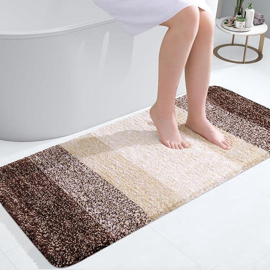 OLANLY Bathroom Runner Rugs 47x20, Extra Soft Absorbent Microfiber Bath Rugs, Rubber Backing, Quick Dry, Machine Washable Bath Mats for Bathroom Floor, Tub and Shower, Home Decor Accessories, Brown - ModernBath