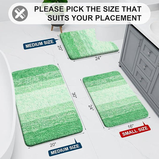 Arotive Microfiber Bathroom Rugs, Shaggy Soft and Absorbent Bath Rug, Non-Slip, Thick Plush Machine Washable Dry Bath Mats for Bathroom, Tub and Shower, 47x24, Green, Rectangular - ModernBath