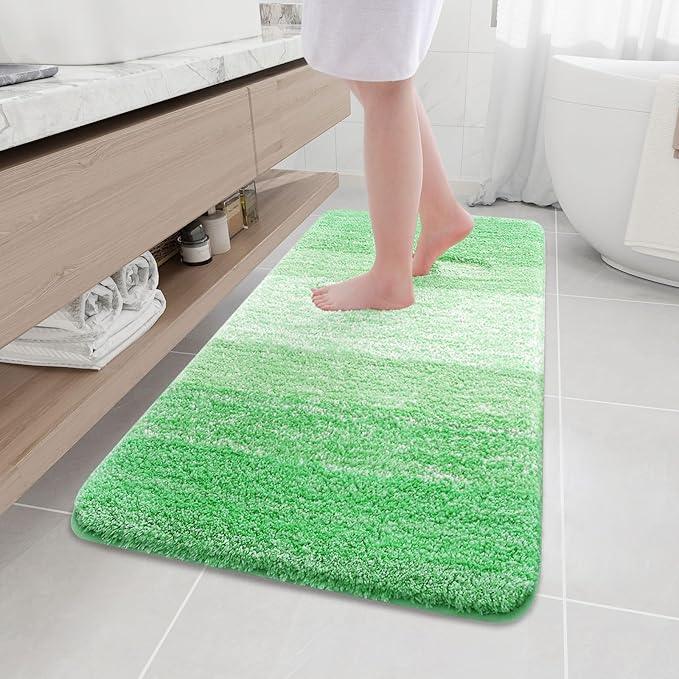 Arotive Microfiber Bathroom Rugs, Shaggy Soft and Absorbent Bath Rug, Non-Slip, Thick Plush Machine Washable Dry Bath Mats for Bathroom, Tub and Shower, 47x24, Green, Rectangular - ModernBath