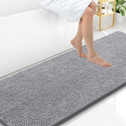 Arotive Bathroom Rugs 70x24, Extra Soft Absorbent Shaggy Chenille Bath Rugs, Machine Washable Rubber Backing Non-Slip Bath Mats for Bathroom Floor Tub and Shower, Home Decor Accessories, Grey - ModernBath