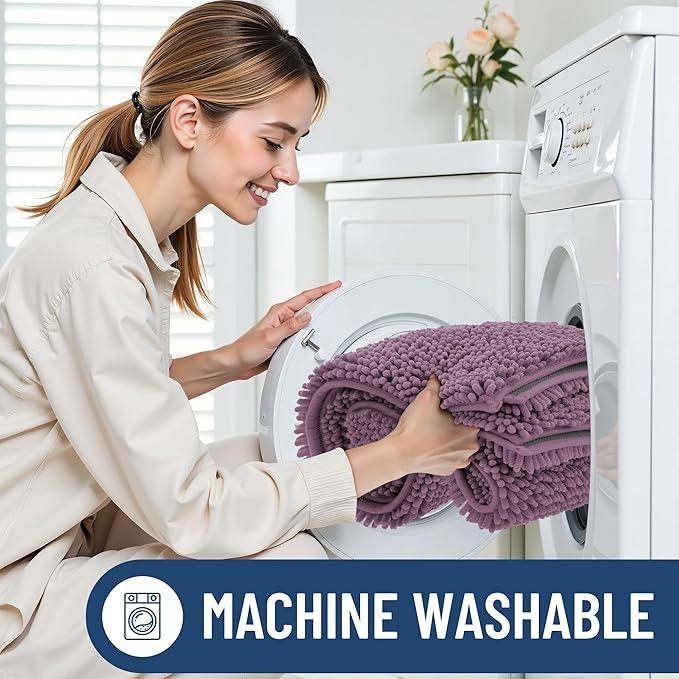 Smiry Luxury Chenille Bathroom Rugs 36x24, Extra Soft and Absorbent Shaggy Bath Mat, Machine Washable, Non-Slip Plush Carpet Runner for Tub, Shower, and Floor, Home Decor Accessories, Deep Plum - ModernBath