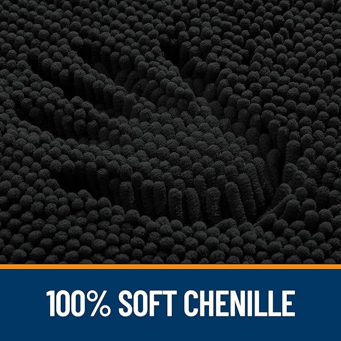 OLANLY Bathroom Rugs 30x18, Extra Soft Absorbent Chenille Bath Rugs, Rubber Backing Quick Dry, Machine Washable Bath Mats for Bathroom Floor, Tub and Shower, Home Decor Accessories, Black - ModernBath