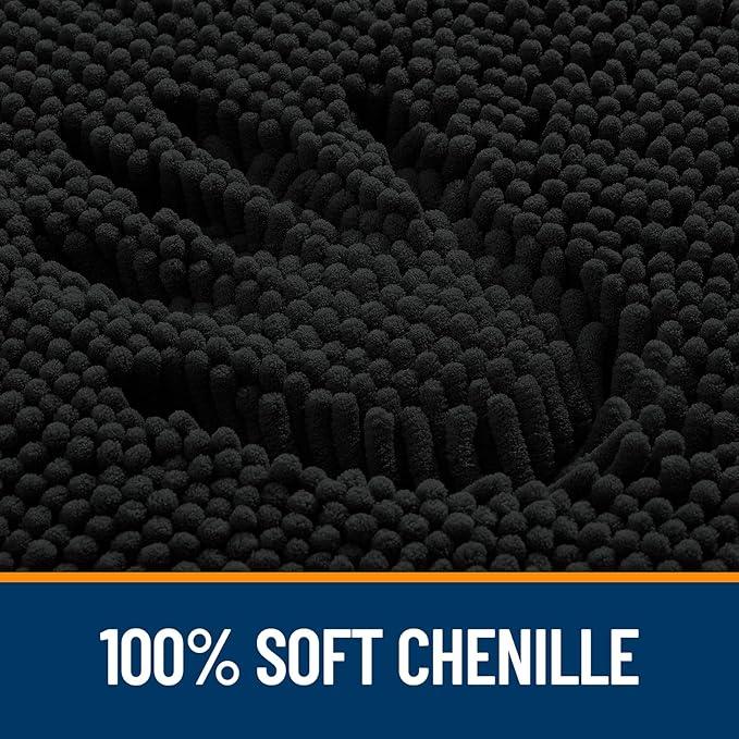 OLANLY Bathroom Rugs 35x24, Extra Soft Absorbent Chenille Bath Rugs, Rubber Backing Quick Dry, Machine Washable Bath Mats for Bathroom Floor, Tub and Shower, Home Decor Accessories, Black - ModernBath