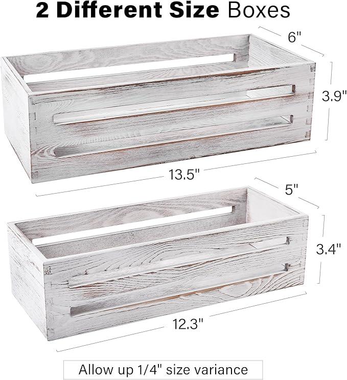 LotFancy Bathroom Decor Box, 2 Pack Wooden Toilet Paper Holder, White Toilet Storage Basket for Back of Toilet, Farmhouse Toilet Tank Topper - ModernBath