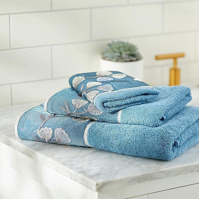 Zahari Home Capri Modern Bathroom Towel Set - 3 Piece Set, Bath Towel, Hand Towel and Wash Towel - Classic Luxury Contemporary Decor - Beautiful Bath Ensemble - Unique Royal Blue - ModernBath