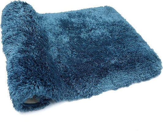 FIFU Bathroom Rugs 17" W x 24" L, Bath Mat for Bathroom, Bedroom, Laundry Room & Kitchen, Non-Slip Rubber Latex Backing, Extra Soft and Absorbent Microfiber Carpet, Machine Washable Rug, Peacock Blue - ModernBath