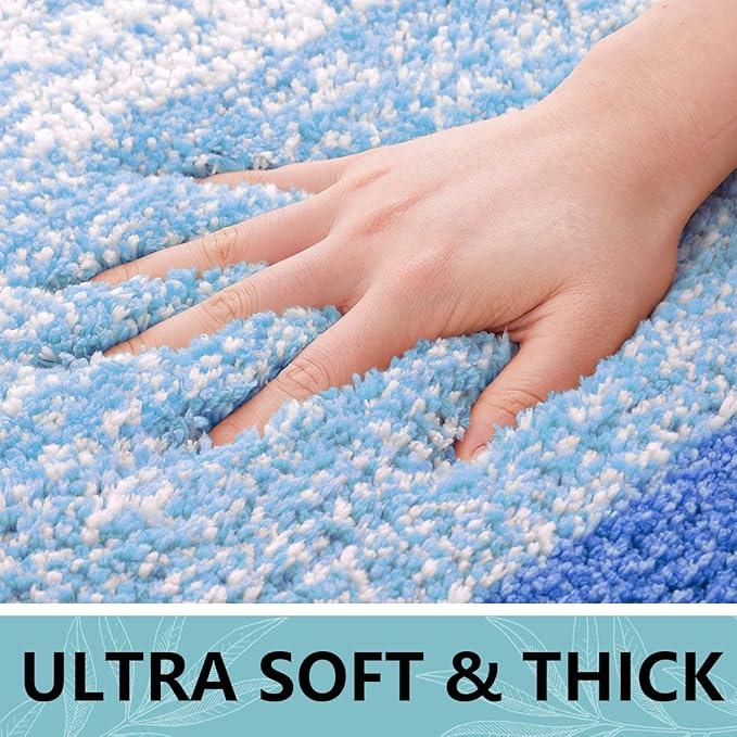 Arotive Microfiber Bathroom Rugs, Shaggy Soft and Absorbent Bath Rug, Non-Slip, Thick Plush Machine Washable Dry Bath Mats for Bathroom, Tub and Shower, 54x24, Light Royal Blue, Rectangular - ModernBath