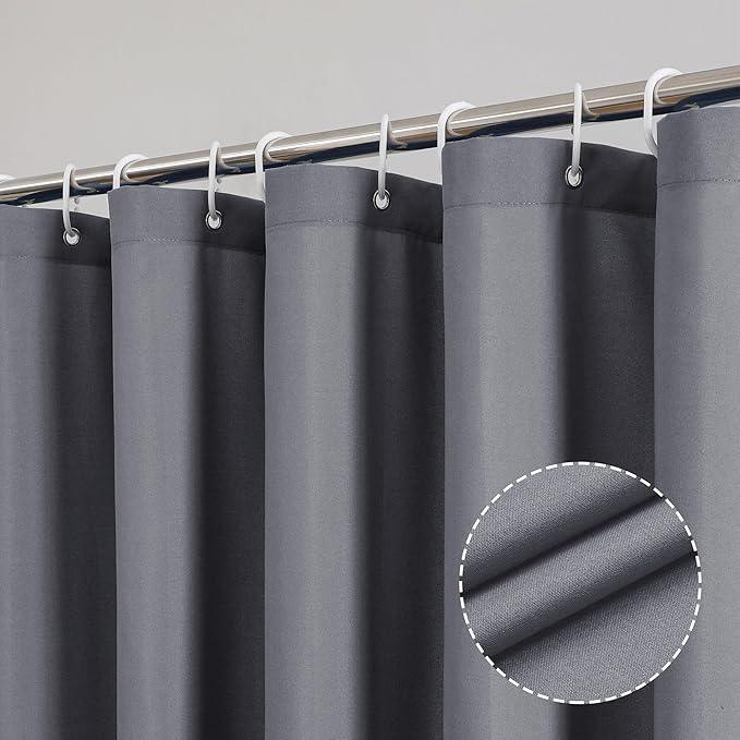 OVZME Zora Grey Shower Curtain for Bathroom, Fabric Shower Curtain - Soft Cloth & Hotel Spa Quality, Water Repellent Bath Curtain, Washable Shower Curtain Set with 12 Hooks, Grommet Top, 72Wx72L - ModernBath