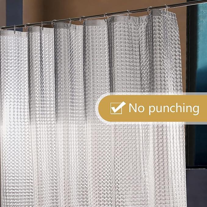 NTBAY EVA Semi-Transparent Clear Shower Curtain with Gray and White Gradient, Water-Repellent Liner with 3 Magnets for Bathroom, 72x72 Inches - ModernBath