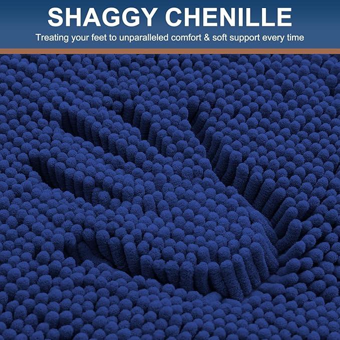 Smiry Luxury Chenille Bathroom Rugs 30x20, Extra Soft and Absorbent Shaggy Bath Mat, Machine Washable, Non-Slip Plush Carpet Runner for Tub, Shower, and Floor, Home Decor Accessories, Royal Blue - ModernBath