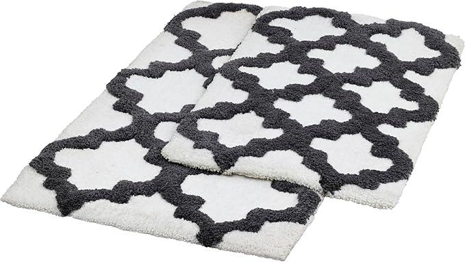 C23 Luxury Bathroom Rugs, Bath Mat - 20"x32" & 16"x24", 2200 GSM Tufted Cotton Bathroom Mat, Ultra-Absorbent Quick Dry Heavyweight Non-Slip Bathmat, Thick Soft Plush Machine Washable Bath Rug - 2 Pack - ModernBath