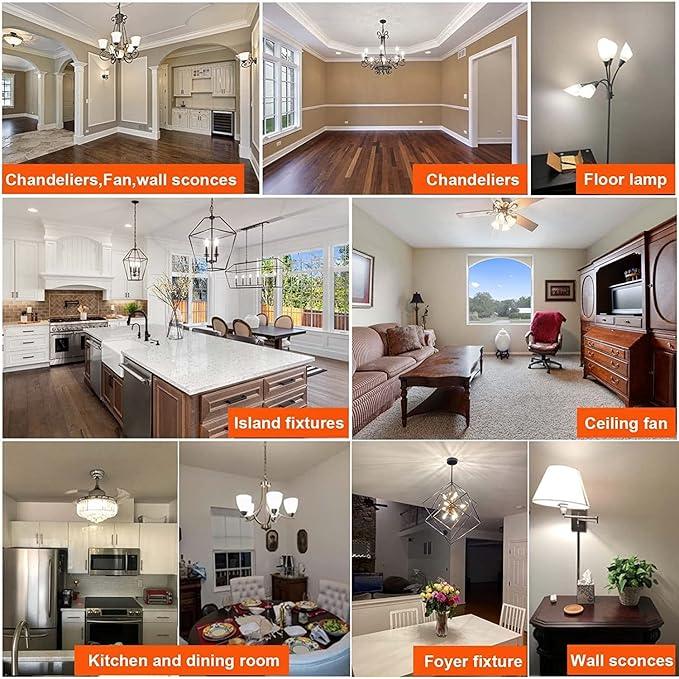 E12 LED Dimmable 8W Equal 100 watt Daylight 4000K T6 T25 E12 Candelabra Bulb for Chandeliers,Ceiling Fan,Pendant,Wall sconces AC120V 800LM e12 Light Bulb 6Pack - ModernBath
