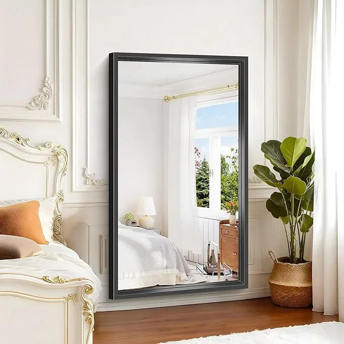 CIVENO Large Bathroom Mirror, 60 x 36 Inch Rectangular Wall Mirror 0.6" Thickened Deep Frame, Brushed Black Mirrors for Bathroom Sink, Shatterproof Tempered Glass, Antirust, Horizontally or Vertically - ModernBath