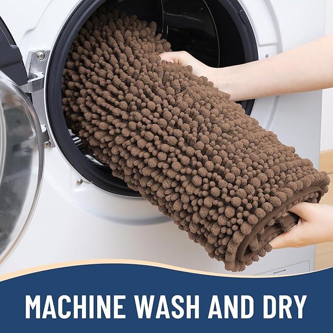 Arotive Luxury Chenille Bathroom Rug Mat, Extra Soft Thick Absorbent Shaggy Bath Rugs, Non-Slip Machine Wash Dry, Plush Bath Mats for Bathroom, Shower and Tub, 36x24, Mocha - ModernBath