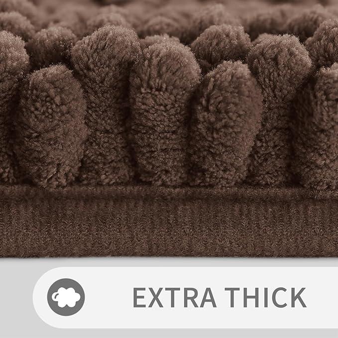 Yimobra Toilet Rugs U Shaped Washable 24 x 20, Non Slip and Super Absorbent Toilet Mat, Quick Dry, Ultra Luxury Microfiber Chenille Plush Fluffy Contour Bath Rugs for Toilet Base, Brown - ModernBath