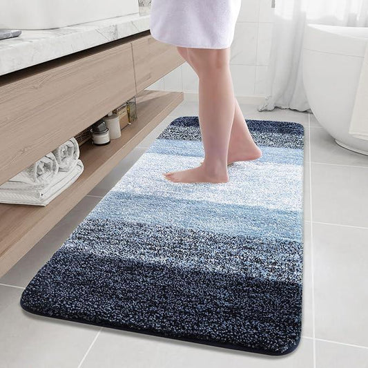 Arotive Microfiber Bathroom Rugs, Shaggy Soft and Absorbent Bath Rug, Non-Slip, Thick Plush Machine Washable Dry Bath Mats for Bathroom, Tub and Shower, 59x24, Dark Blue, Rectangular - ModernBath