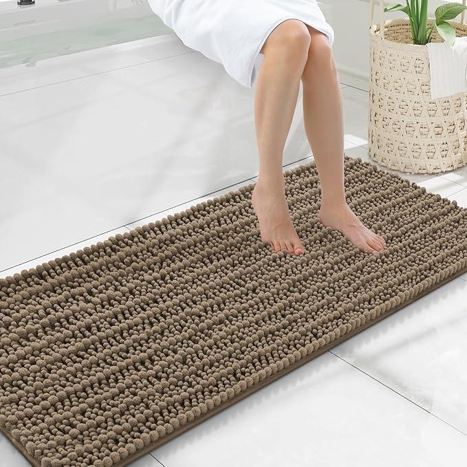 Smiry Bathroom Rugs Mat 47x20, Extra Soft Absorbent Chenille Bath Rugs, Non Slip Rubber Backing Machine Washable Quick Dry Bath Mats for Bathroom Floor, Tub, Shower, Home Decor Accessories, Camel - ModernBath
