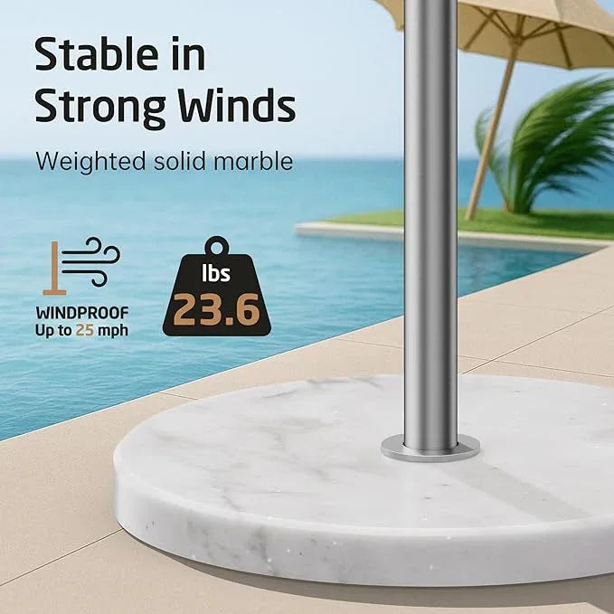KES Hot Tub Towel Rack Outdoor with 1.5X Heavier Natural Marble Weighted Base, Pool Towel Rack with 360° Adjustable Arms & Storage Tray, 18/8 Stainless Steel, Brushed Steel, OTR203-2 - ModernBath