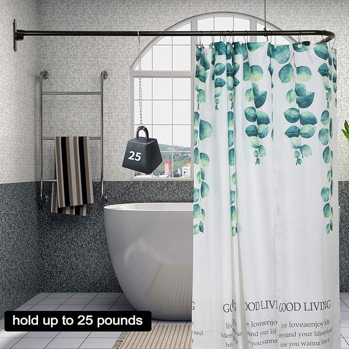 Artiwell L Shaped Shower Curtain Rod, Bathroom Bathtub Corner Adjustable Shower Curtain Rod with Ceiling Support (OIL RUBBED BRONZE) - ModernBath