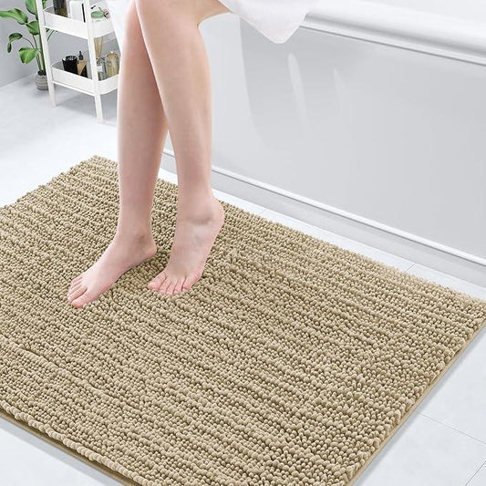 Arotive Luxury Chenille Bathroom Rug Mat, Extra Soft Thick Absorbent Shaggy Bath Rugs, Non-Slip Machine Wash Dry, Plush Bath Mats for Bathroom, Shower and Tub, 44x32, Beige - ModernBath