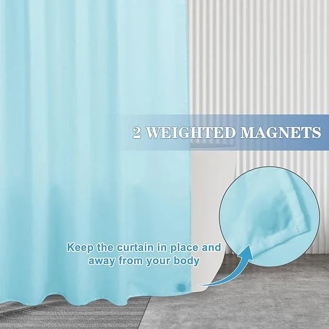 Nasitos Fabric Shower Curtain Liners 4 Pack - W72 x H72 - Washable & Water Resistant Cloth Shower Liner for Bathroom, Soft Hotel Quality, Standard Size (Blue, Include 8 Separate Magnets) - ModernBath