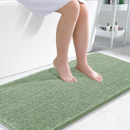OLANLY Bathroom Rugs 47x24, Extra Soft Absorbent Chenille Bath Rugs, Rubber Backing Quick Dry, Machine Washable Bath Mats for Bathroom Floor, Tub and Shower, Home Decor Accessories, Sage Green - ModernBath