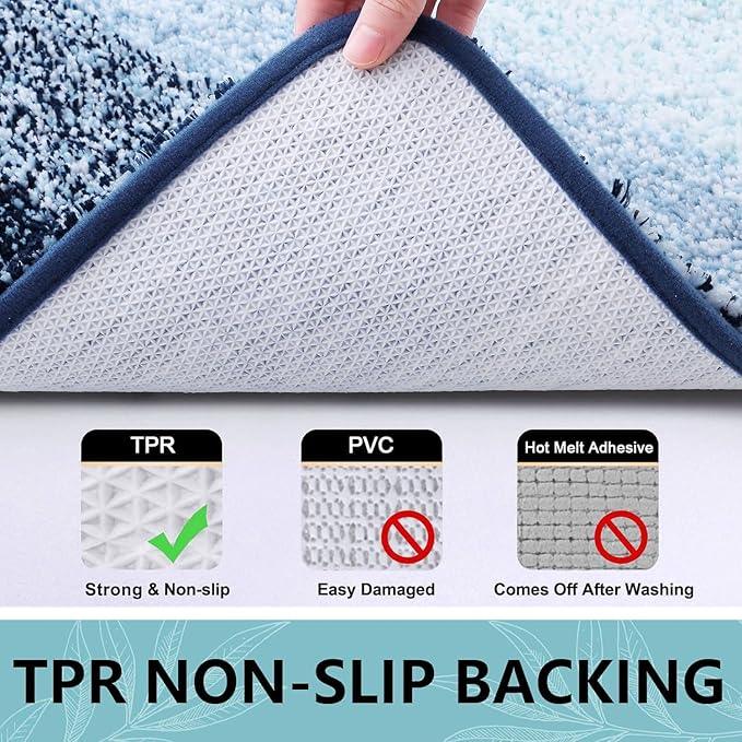 Arotive Microfiber Bathroom Rugs, Shaggy Soft and Absorbent Bath Rug, Non-Slip, Thick Plush Machine Washable Dry Bath Mats for Bathroom, Tub and Shower, 40x24, Dark Blue, Rectangular - ModernBath