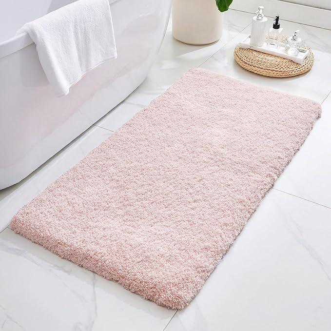 ILANGO Pink Bathroom Rugs 70" × 24" Non Slip & Super Absorbent Extra Thick Soft, Washable Bath Carpet Runner for Floor, Microfiber Plush Shaggy Bath Mats with Rubber for Bedroom Bathtub Shower Room - ModernBath