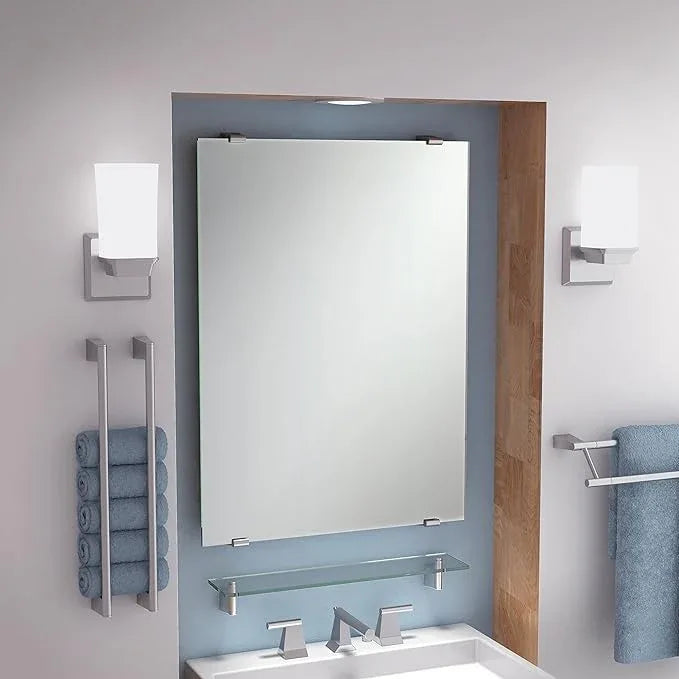 Gatco 4736 Bleu Glass Shelf, Satin Nickel/Wall Mounted 20.13" X 4.3" Tempered/Floating Rectangle Glass Shelf for Bathroom - ModernBath