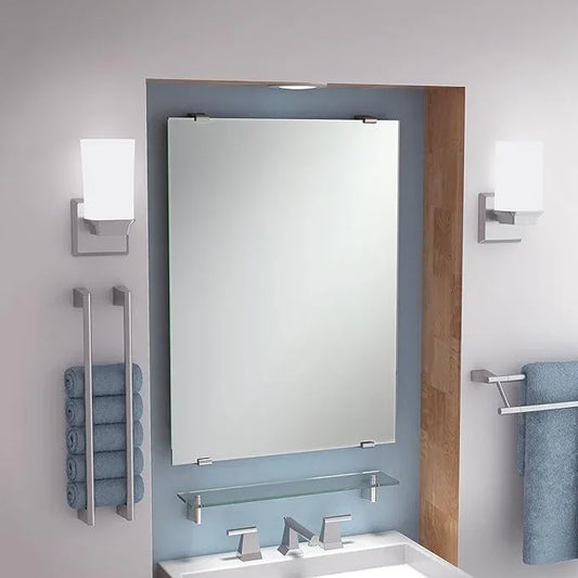 Gatco 4736 Bleu Glass Shelf, Satin Nickel/Wall Mounted 20.13" X 4.3" Tempered/Floating Rectangle Glass Shelf for Bathroom - ModernBath