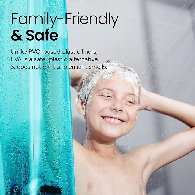 LiBa Bathroom Shower Curtain Premium PEVA Non-Toxic, Green Clear Waterproof Plastic Shower Curtain Liner with Rust Proof Grommets 8G Bathroom Accessories 72x72 - ModernBath