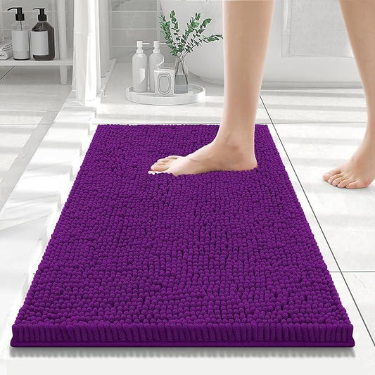 Smiry Luxury Chenille Bathroom Rugs 24x16, Extra Soft and Absorbent Shaggy Bath Mat, Machine Washable, Non-Slip Plush Carpet Runner for Tub, Shower, and Floor, Home Decor Accessories, Violet - ModernBath