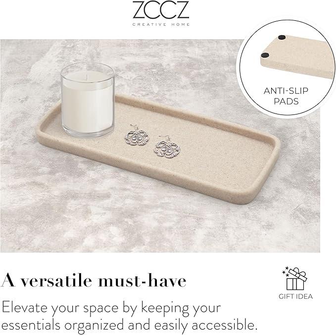 ZCCZ Black Bathroom Accessory Sets, 4 Pieces Bathroom Accessories Complete Set Vanity Countertop Accessory Set Marble Look, Includes Lotion Dispenser Soap Pump, Tumbler, Toothbrush Holder and Tray - ModernBath