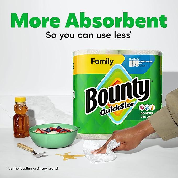 Bounty Paper Towels Quick Size, White, 16 Family Rolls = 40 Regular Rolls - ModernBath