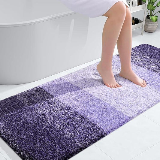 OLANLY Bathroom Runner Rugs 59x24, Extra Soft Absorbent Microfiber Bath Rugs, Rubber Backing, Quick Dry, Machine Washable Bath Mats for Bathroom Floor, Tub and Shower, Home Decor Accessories, Violet - ModernBath