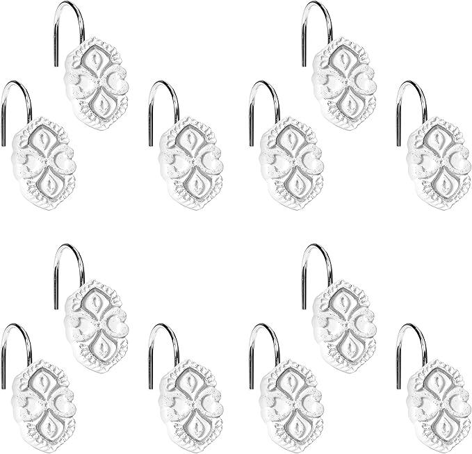 Zahari Home Monaco Bathroom Shower Curtain Set - 13pc Classic Luxury Contemporary Design with 12 Hooks - ModernBath