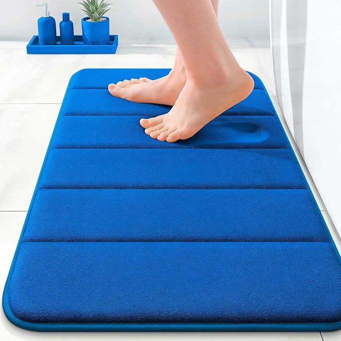 OLANLY Memory Foam Bath Mat 24x16, Super Soft Absorbent Bathroom Rugs, Quick Dry, Machine Washable Shower Floor Rugs, Bathmat Carpet, Bathroom Home Decor Accessories, Royal Blue - ModernBath