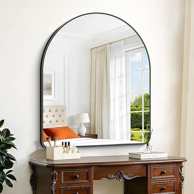 GLASHOM Arched Bathroom Mirror, 40"x48" Black Arched Mirror for Bathroom, Wall Mounted Mirror, Black Vanity Wall Mirror w/Metal Frame for Bedroom, Entryway, Living Room, Vertically Hanging - ModernBath