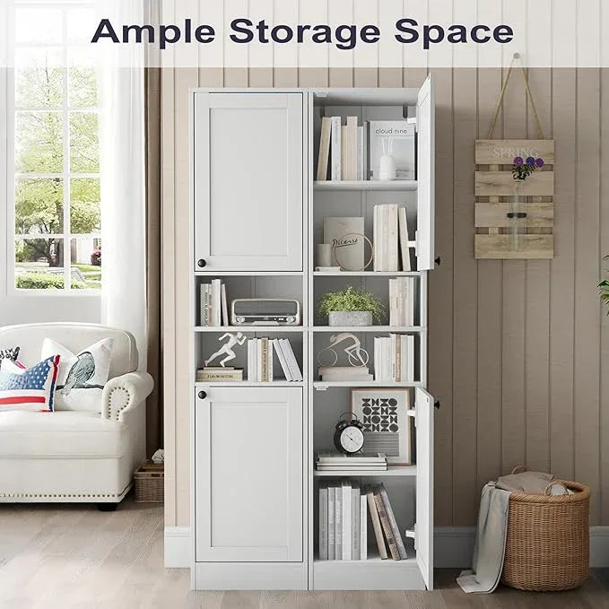67" Tall Bathroom Cabinet with 2 Doors, Narrow Freestanding Floor Cabinet, Slim Storage Unit with Adjustable Shelves for Bathroom, Living Room, Entryway, Kitchen, White - ModernBath