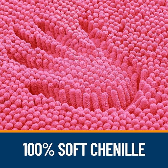 OLANLY Bathroom Rugs 40x32, Extra Soft Absorbent Chenille Bath Rugs, Rubber Backing Quick Dry, Machine Washable Bath Mats for Bathroom Floor, Tub and Shower, Home Decor Accessories, Hot Pink - ModernBath