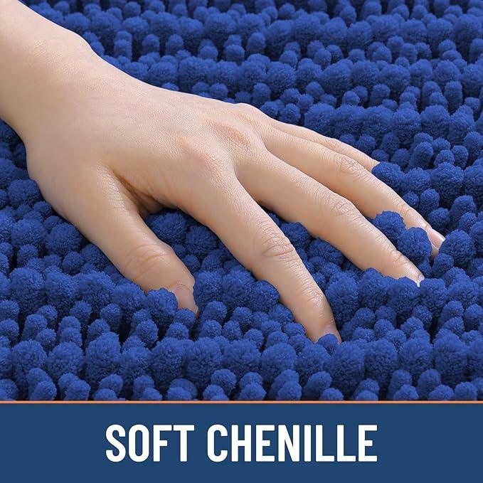 Smiry Bathroom Rugs Mat 24x16, Extra Soft Absorbent Chenille Bath Rugs, Non Slip Rubber Backing Machine Washable Quick Dry Bath Mats for Bathroom Floor, Tub, Shower, Home Decor Accessories, Royal Blue - ModernBath