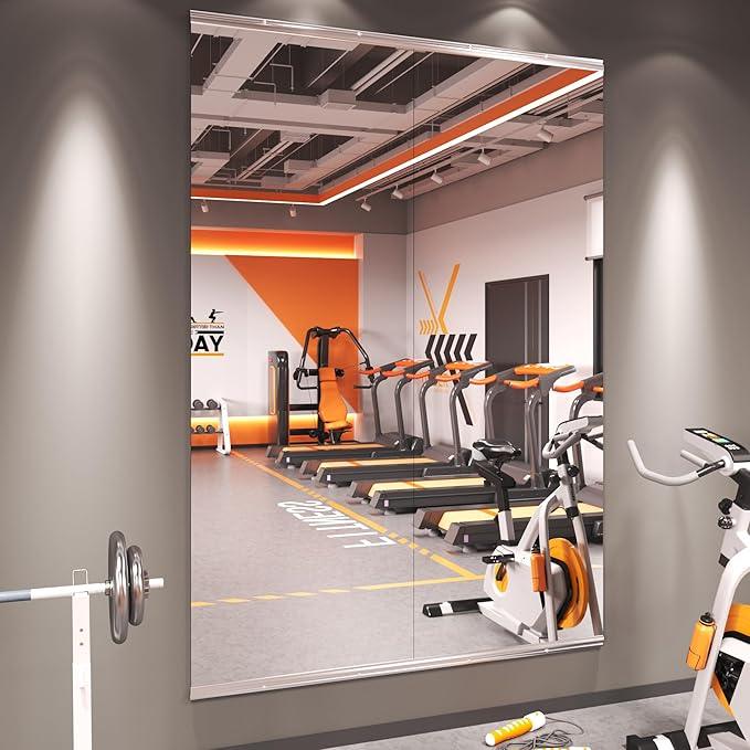 Amorho 67''x24''(Each)-2PCS Gym Mirror, Tempered Glass, Frameless Full Body Mirror for Home, Yoga Studios, Dance Rooms, Garage Gyms. - ModernBath