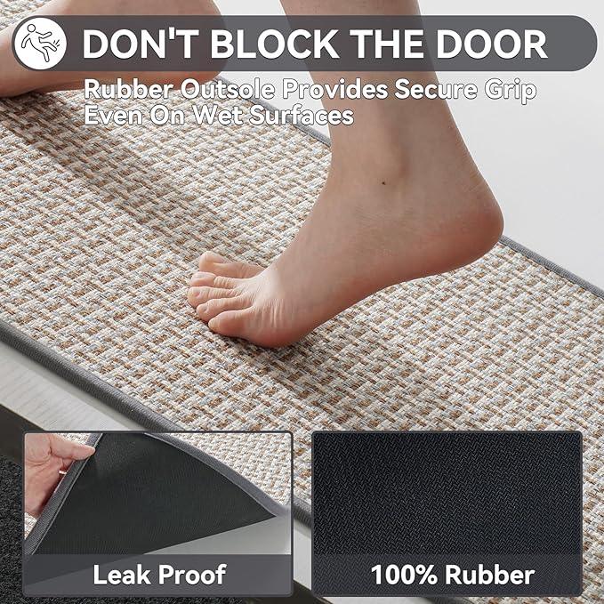 YDKGL Bath Mat Rug-Ultra Thin Non Slip Bath Mats for Bathroom Mat Quick Dry, Rubber Backing Washable Bathroom Rugs Fit Under Door, Absorbent Bath Rugs,Shower Outside,Sink Gray 16"x24" - ModernBath