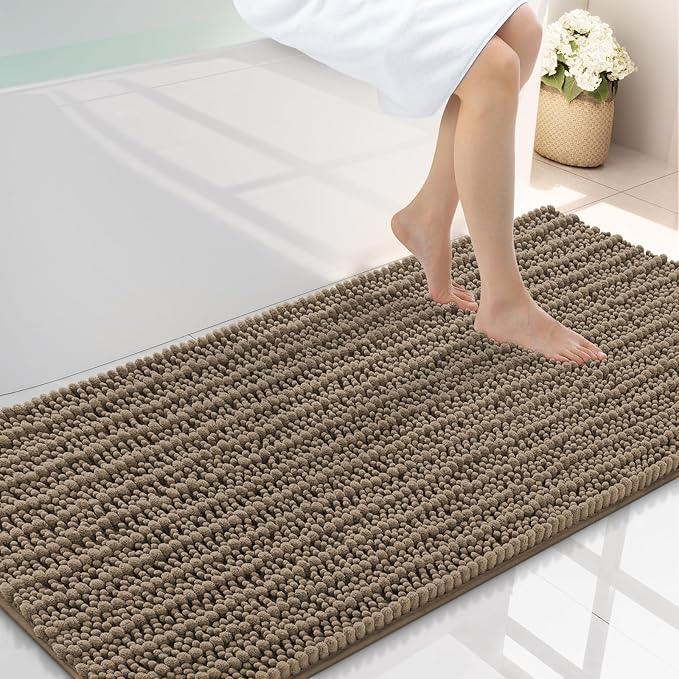 Smiry Bathroom Rugs Mat 47x24, Extra Soft Absorbent Chenille Bath Rugs, Non Slip Rubber Backing Machine Washable Quick Dry Bath Mats for Bathroom Floor, Tub, Shower, Home Decor Accessories, Camel - ModernBath